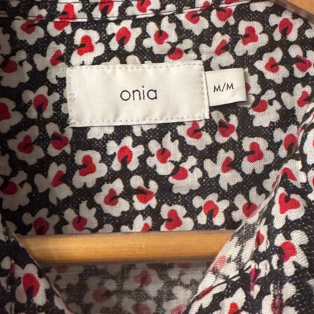 Onia 100% Linen Short Sleeve Shirt Size Medium - Picture 2 of 6